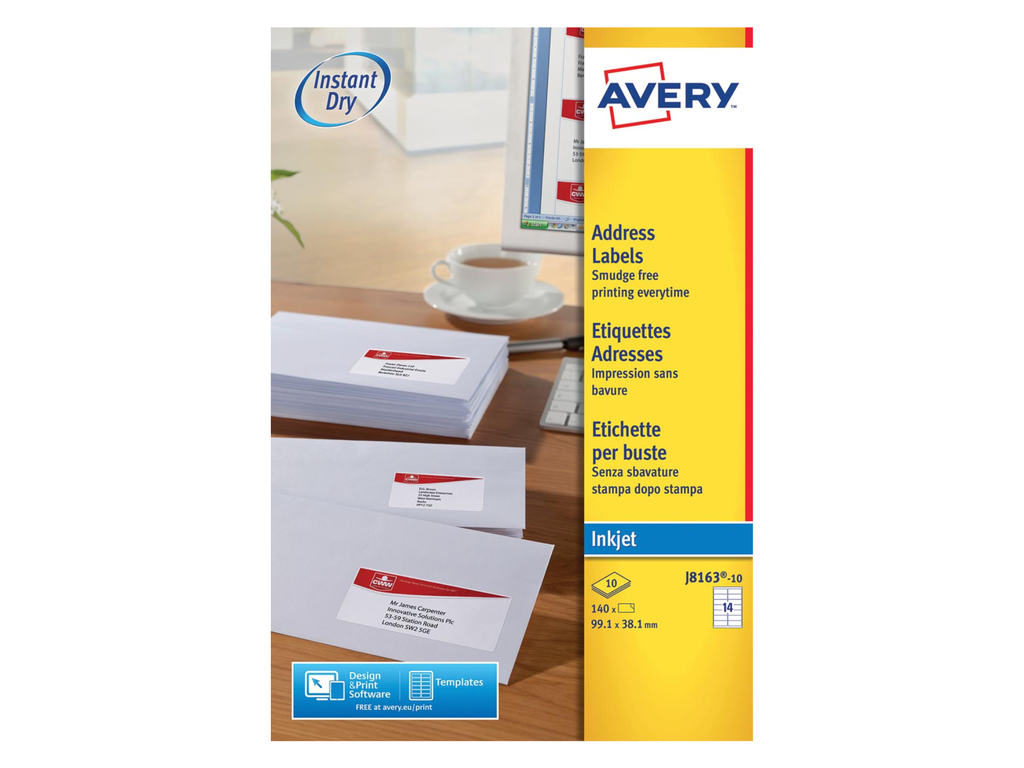 Etiketten Avery Address 21 etik/bl 63,5x38,1mm voor inkjet transparant (25)