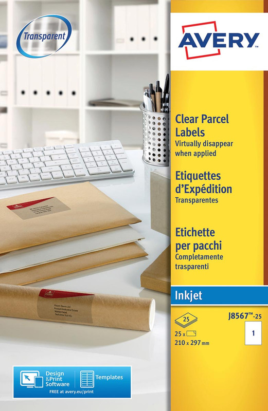 Etiketten Avery Address 01 etik/bl 210x297mm voor inkjet transparant (25)