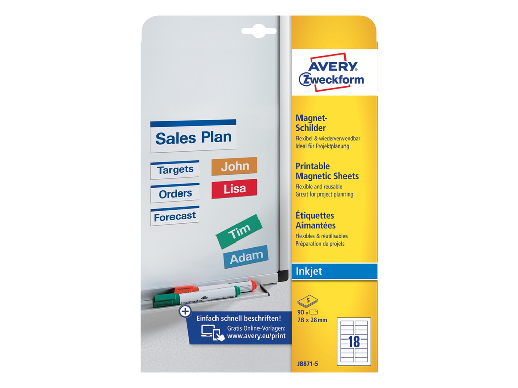Magneetetiket Avery 18 etik/bl 78x28mm voor inkjet wit (5)