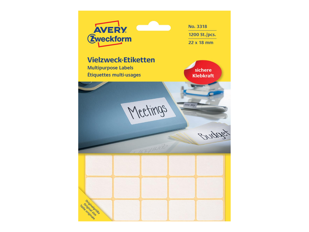 Etiketten Avery 22x18mm wit (1200)
