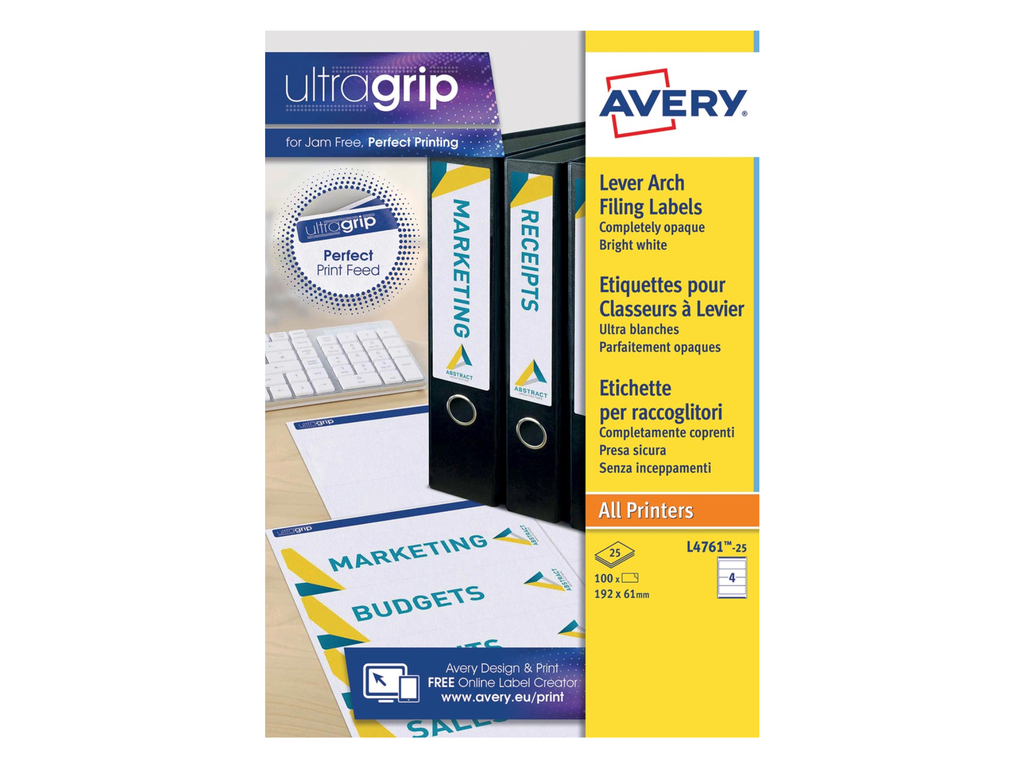 Rugetiket Avery 04 etik/bl 192x61mm wit (25)