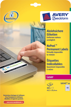 Etiketten Avery Anti-Fraude 40 etik/bl 45,7x25,4mm voor laser wit (20)