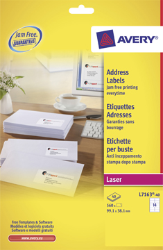 Etiketten Avery Address 14 etik/bl 99,1x38,1mm voor laser wit (40)