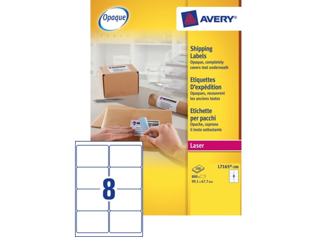 Etiketten Avery Shipping 08 etik/bl 99,1x67,7mm voor laser wit (100)