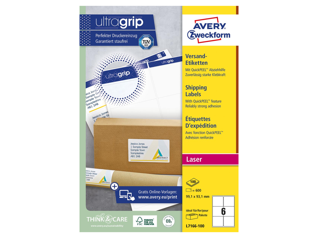 Etiketten Avery Shipping 06 etik/bl 99,1x93,1mm voor laser wit (100)