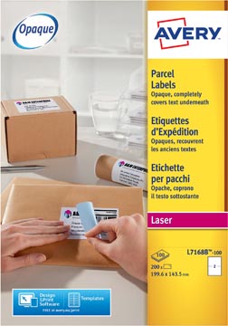 Etiketten Avery BlockOut QuickPeel 02 etik/bl 199,6x143,5mm voor laser (100)