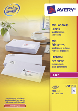 Etiketten Avery Organising 40 etik/bl 45,7x25,4mm wit (100)
