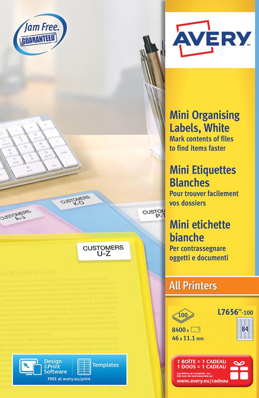 Etiket Avery mini 84 etik/bl 46x11,1mm wit (100)