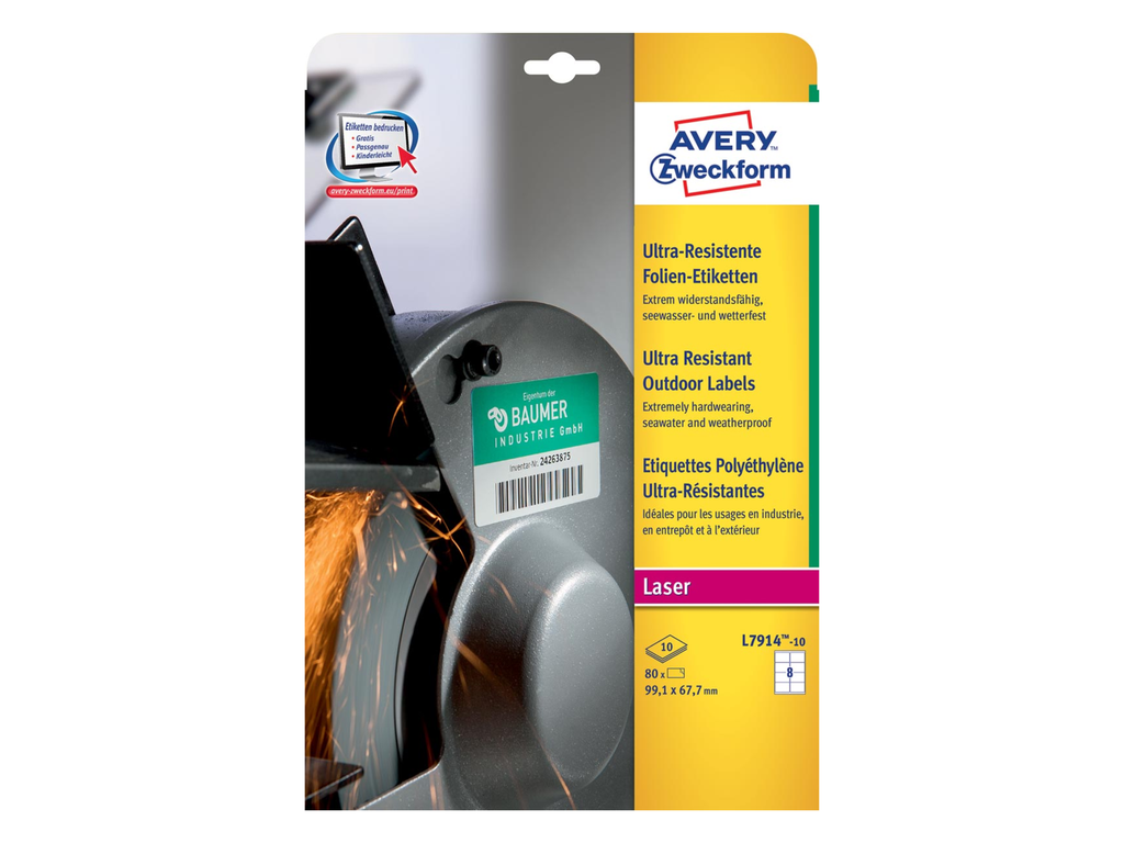 Etiketten Avery Outdoor 08 etik/bl 99,1x67,7mm voor laser wit (10)