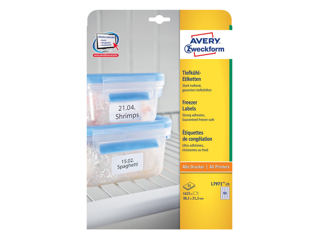 Diepvriesetiketten Avery 65 etik/bl 38,1x21,2mm (25)