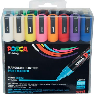 Paintmarker Uni-ball Posca ronde punt 1,8-2,5mm assorti (16)