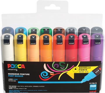 Paintmarker Uni-ball Posca ronde punt 4,5-5,5mm assorti (16)