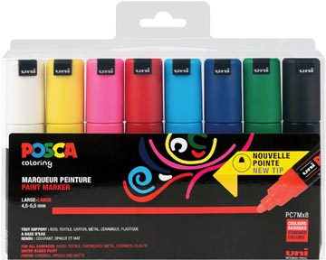 Paintmarker Uni-ball Posca ronde punt 4,5-5,5mm assorti (8)