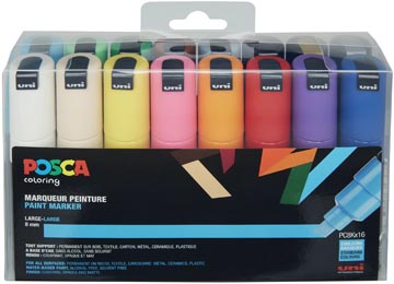 Paintmarker Uni-ball Posca schuine punt 8mm assorti (16)