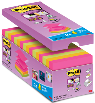Z-Notes Post-It 76x76mm assorti voordeelpak 12+4 gratis