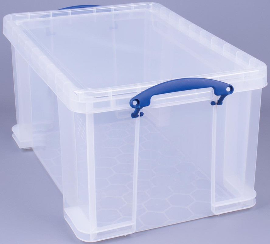 Opbergdoos Really Useful Box 48l transparant met karton
