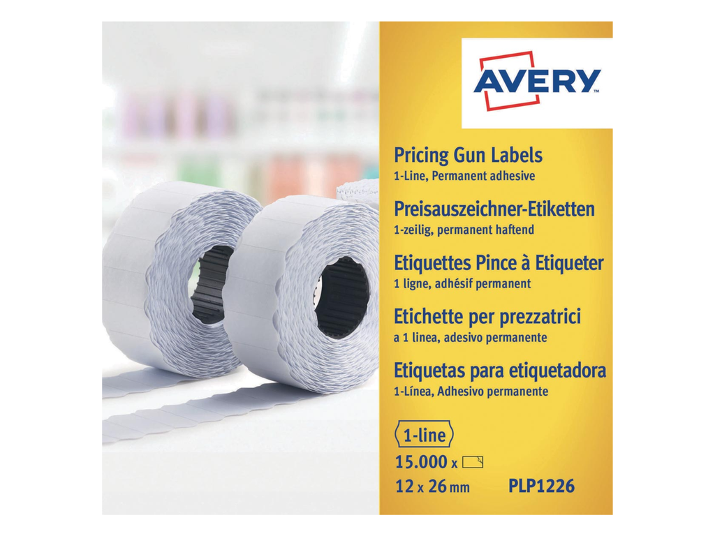 Etiketten Avery Prijstang permanent 12x26mm 1.500 etik/rol geel (10)