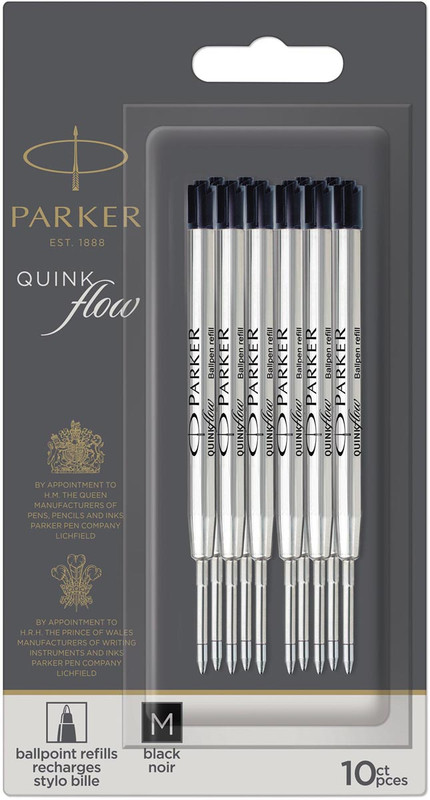Vulling Parker Quinkflow voor balpen, medium, zwart, bllister (10)