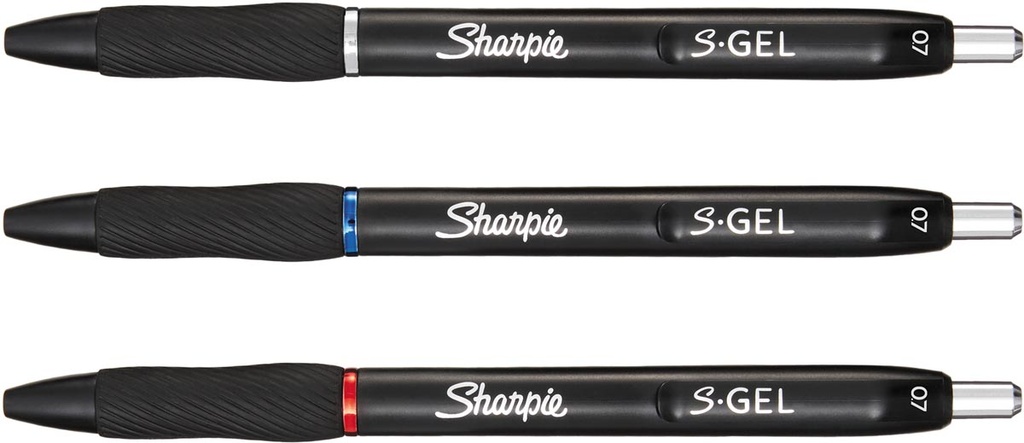 Gelroller Sharpie S-gel medium rood, blauw, zwart (3)