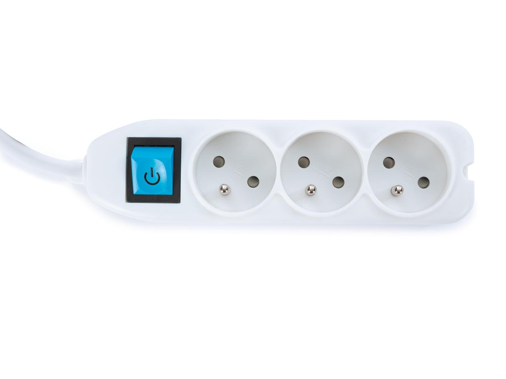Contactdoos Perel met 3 stopcontacten schakelaar incl. kabelbox wit BE