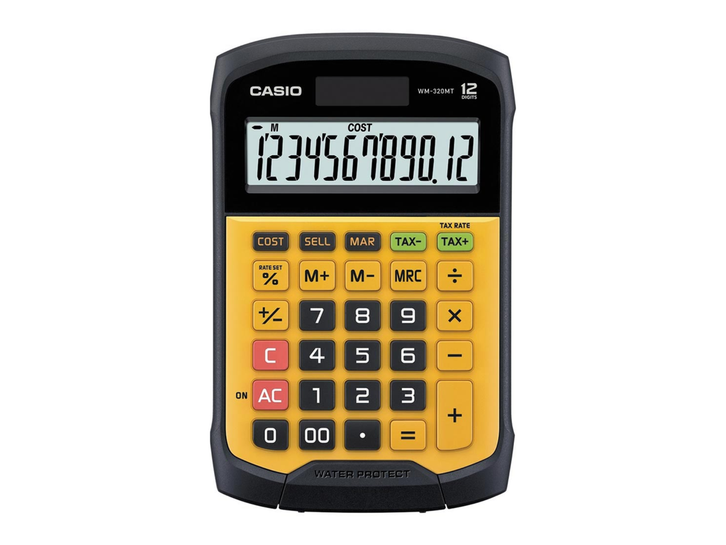 Bureaurekenmachine Casio WM320MT waterdicht geel/zwart