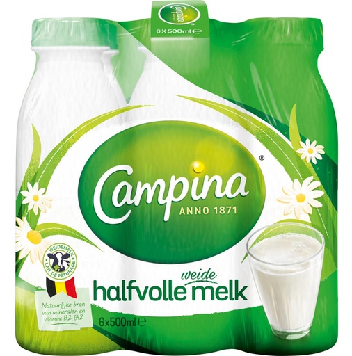 [CAT-C26103] Halfvolle melk Campina PET 50cl (24)