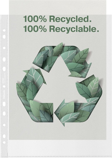 [ESS-627502] Showtas Esselte 100% Recycled PP A4 maxi 70 micron 11-gaats gekorreld transparant (50)
