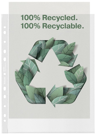 [ESS-627503] Showtas Esselte Premium 100% Recycled PP A4 maxi 100 micron 11-gaats gekorreld transparant (100)