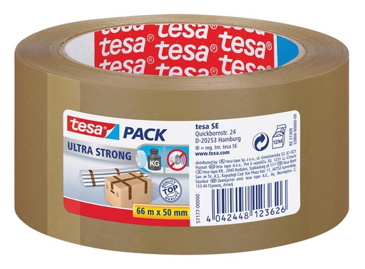 [TES-4124HAVANA] Verpakkingstape Tesa PVC 4124 Ultra Strong 50mm x 66m havana (412450M)
