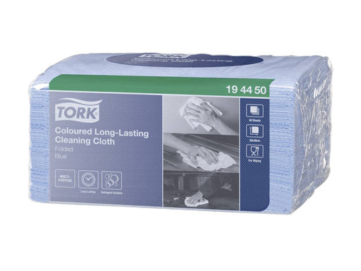 [OND-194450] Reinigingsdoek Tork Coloured Long-Lasting Cloth W8 1-laags 40vel blauw (8)