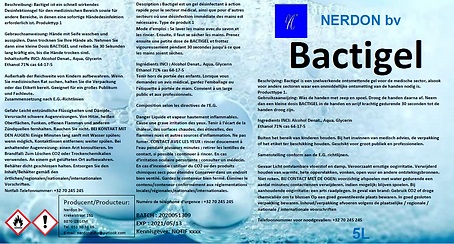 [OND-NER03] Desinfecteermiddel Nerdon Bactigel 75% alcohol 5l MET POMP