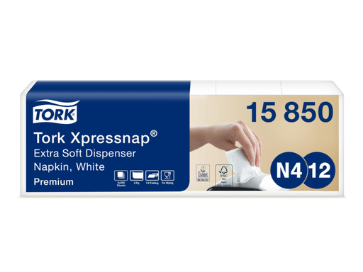 [OND-15850] Servet Tork Xpressnap Extra Soft N4/N12 1/2-vouw 2-laags 200vel (5)