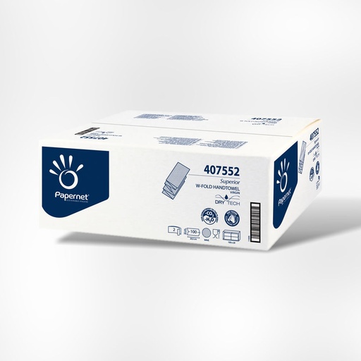 [OND-O407552] Handdoeken Papernet Dry Tech interfold W-vouw 20,3x32cm 2-laags 100vel (20)