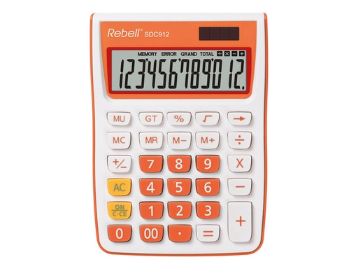 [KAN-SDC912OR-BX] Bureaurekenmachine Rebell SDC912 BX wit-oranje
