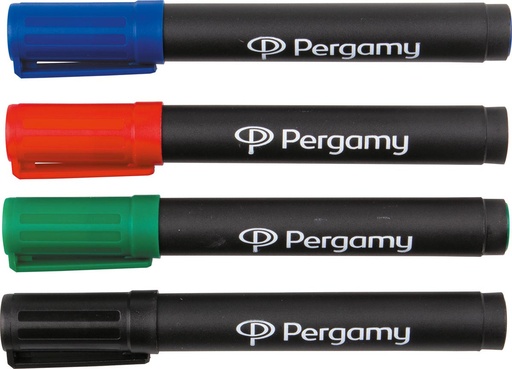 [OUT-703WT4] Permanente marker Pergamy ronde punt 1-3mm assorti (4)