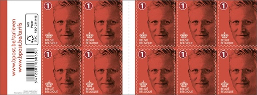 [POS-1PZNAT] Postzegels Bpost Nationaal Koning Filip non-prior (100)