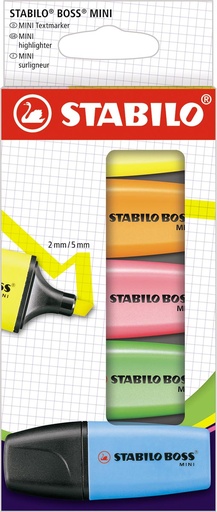 [TIM-075201] Markeerstift Stabilo Boss Mini Etui van 5 STUKS Assorti