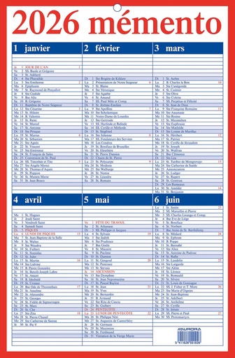 [TIM-102] Kalender Aurora Memento 10 Franstalig 2026