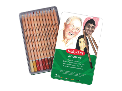 [TIM-2300386] Aquarelpotlood Derwent Academy Blik assorti huidtinten (12)