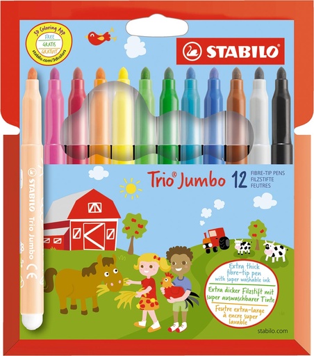 [TIM-380-12] Viltstift Stabilo Trio Jumbo assorti (12)