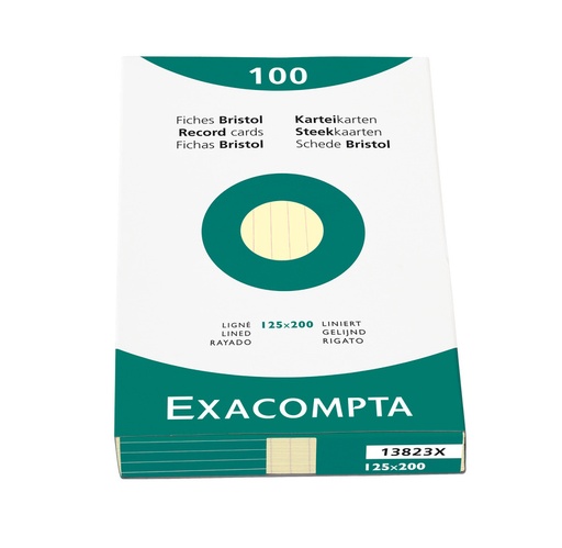 [OUT-13823X] Steekkaart Exacompta 125x200 gelijnd geel (100)
