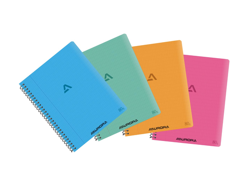 [TIM-2160PPC] Spiraalschrift Aurora Writing 80 PP A5 21x16,5cm commercieel geruit 120blz met kantlijn assorti