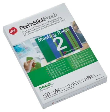 [ACCO-3747243] Lamineerhoes GBC Peel'nStick A4 2x125µ zelfklevend (100)