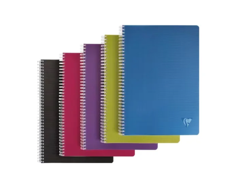 [EXA-329126C] Spiraalschrift Clairefontaine Linicolor Intensive Intense PP A4 180blz zonder kantlijn geruit 5mm assorti