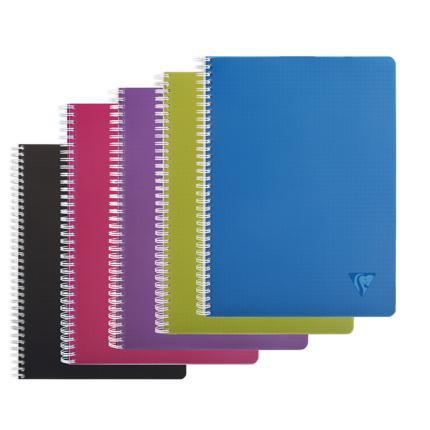 [EXA-329126C] Spiraalschrift Clairefontaine Linicolor Intensive Intense PP A4 180blz zonder kantlijn geruit 5mm assorti