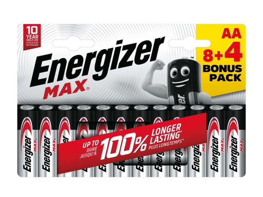 [TIM-3779907] Batterijen Energizer Max AA blister 8+4 gratis (12)