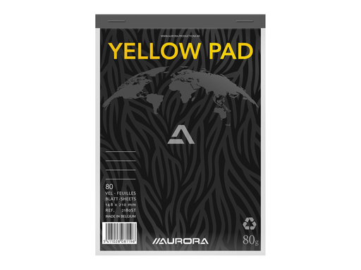 [TIM-2984ST4] Notablok Aurora Writing recycle geel A4 gelijnd