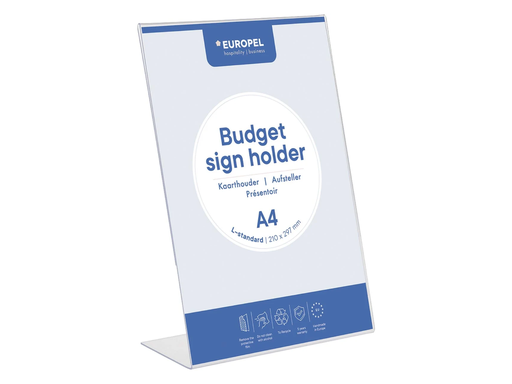 [TIM-351000] Folderhouder tafel Europel Budget A4 L-voet transparant