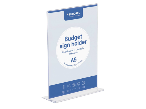 [TIM-351006] Folderhouder tafel Europel Budget A5 T-voet transparant