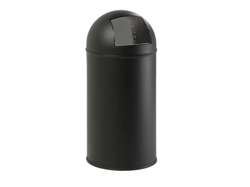 [TIM-VB01405] Vuilbak Eko met push-deksel 40L mat RVS zwart